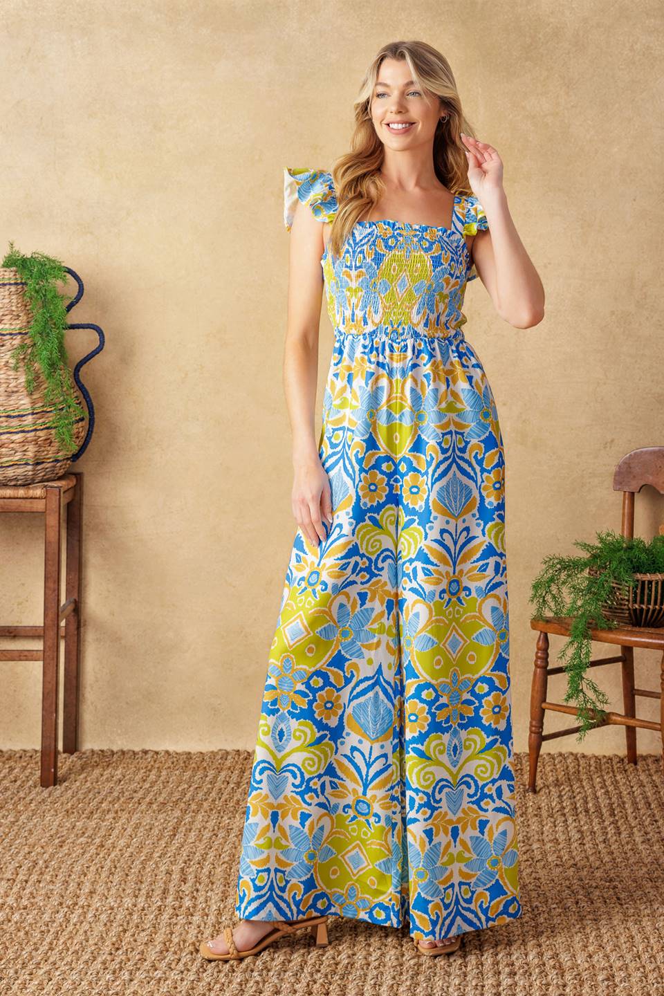 NO NEED TO WORRY WOVEN JUMPSUIT Flying Tomato